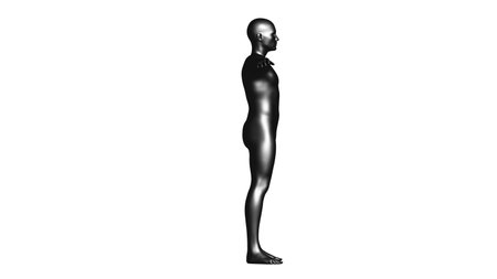 Black Male Mannequin in T-Pose Isolated on White Background. Side View (Lateral). 3D renderingの写真素材