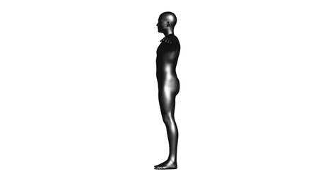 Black Male Mannequin in T-Pose Isolated on White Background. Side View (Lateral). 3D renderingの写真素材