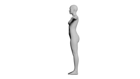 White Female Mannequin in T-Pose Isolated on White Background. Side View (Lateral). 3D renderingの写真素材