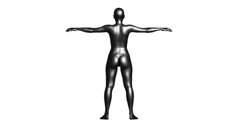 Black Female Mannequin in T-Pose Isolated on White Background. Back View. 3D renderingの写真素材