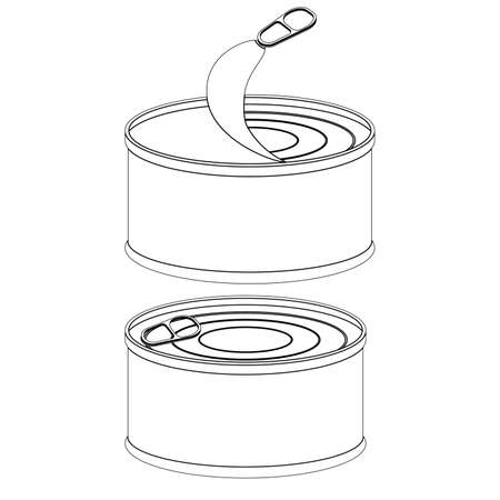 Cans on white background. Vector illustration. Packaging collection.のイラスト素材