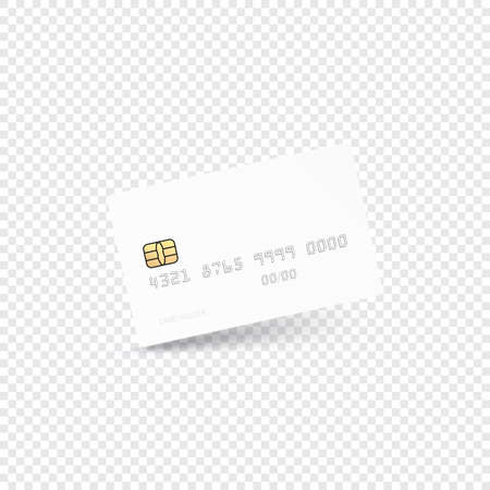 Vector illustration of mockup white credit card isolated on light transparent background. Vector illustration.のイラスト素材