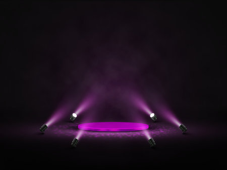 Podium with lighting. Stage, Podium, Scene for Award Ceremony with spotlights. Vector illustration.のイラスト素材