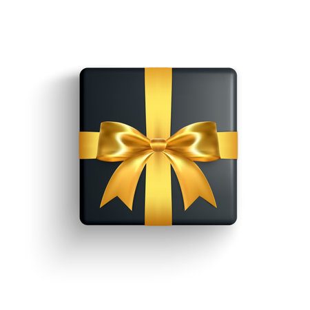 Realistic gift box, decorative present isolated on white background. Vector illustration.のイラスト素材