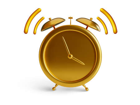 Gold alarm clock isolated on white background. vector illustration.のイラスト素材