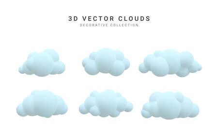 3d realistic clouds collection. vector illustration.のイラスト素材