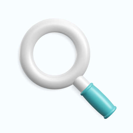 Metal silver magnifier. 3d volume lens icon. Realistic vector illustration.のイラスト素材