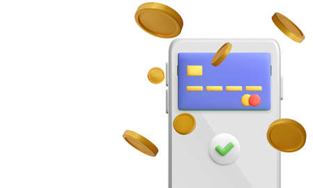 Wins the jackpot 777 online on phone on the background flying coins. win prize. vector illustration.