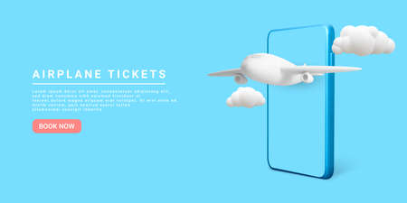 Travel and flight ticket advertising template with airplane. Time to travel. vector illustration.のイラスト素材