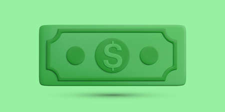 3d realistic green USA money bill with dollar sign isolated on green background. vector...
