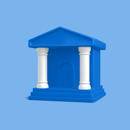 3d realistic bank building. Online banking or bank transactions and service concept. vector illustration.のイラスト素材