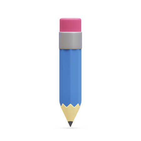 3d realistic pencil isolated on white background. Render pencil for education, writing or drawing concept. vector illustration.のイラスト素材