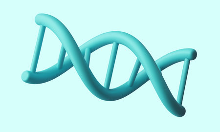 3d realistic medical spiral genetic dna isolated in blue background. Banner for molecular chemistry, physics science, biochemistry in cartoon style. vector illustration.のイラスト素材
