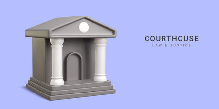 3d realistic courthouse on white background. Law and justice concept. vector illustration.のイラスト素材