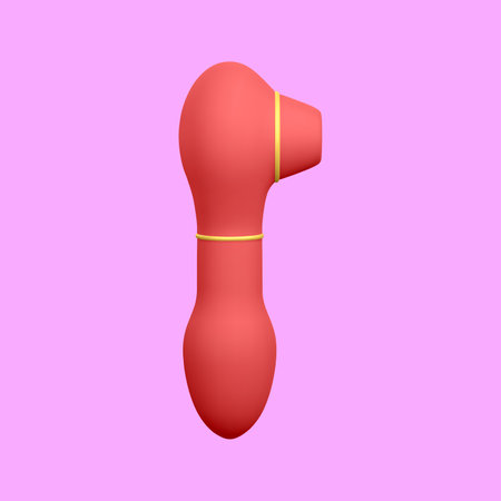 3d realistic clitoral stimulator isolated on light background. Sex shop banner with sex toys for women. vector illustration.のイラスト素材