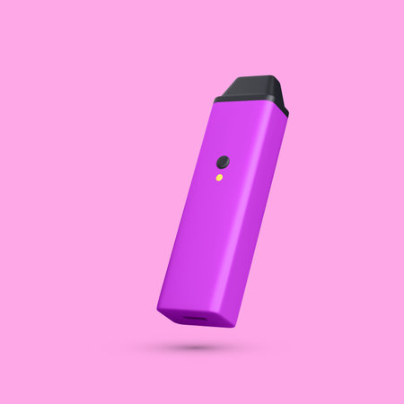 3d realistic disposable electronic cigarette isolated on light background. Modern smoking, vaping and nicotine with different flavors. vector illustration.のイラスト素材