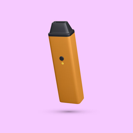 3d realistic disposable electronic cigarette isolated on light background. Modern smoking, vaping and nicotine with different flavors. vector illustration.のイラスト素材