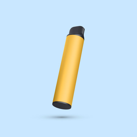 3d realistic disposable electronic cigarette isolated on light background. Modern smoking, vaping and nicotine with different flavors. vector illustration.のイラスト素材