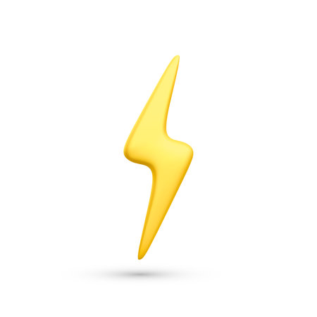 3d realistic flash lightning icon on white background. Vector illustration.のイラスト素材