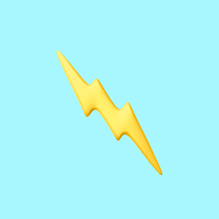 3d realistic flash lightning icon on light background. Vector illustration.のイラスト素材