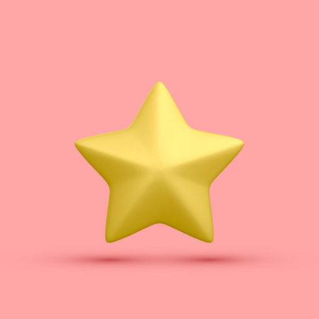 3d realistic golden star icon isolated on light background. Vector illustration.のイラスト素材
