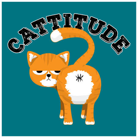 Cattitude -a word that describes a cat with a bad attitude.のイラスト素材