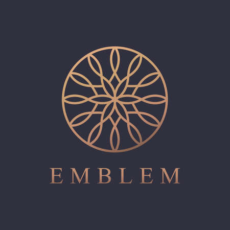 Round logo. Business icon. Ornament emblem. Cosmetics, Spa, Beauty salon, Decoration, Boutique logo. Luxury, Business, Royal Jewelry, Hotel, Premium Logo. Interior Icon. Resort and Restaurant Logo.のイラスト素材