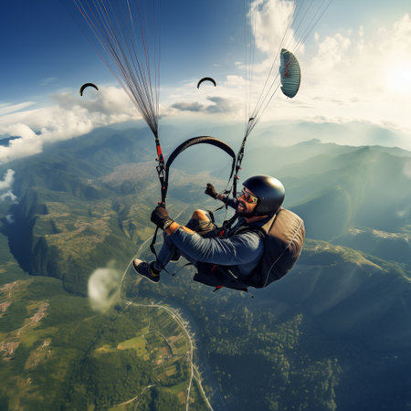 Paraglider in the mountains. Paraglider in the mountains.の素材
