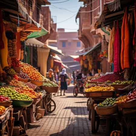 Fruit market in Marrakesh, Morocco, Africa, Africaの素材