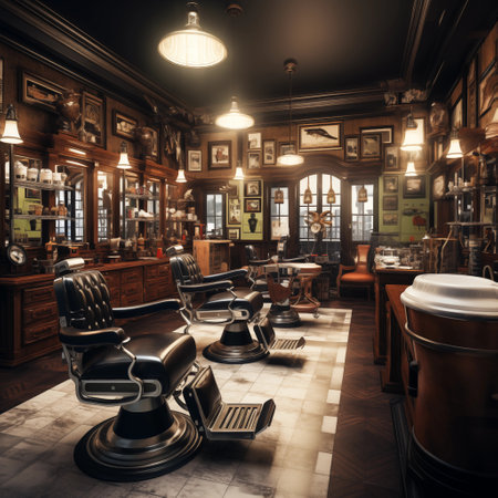 Barber shop interior. Barbershop interior. Vintage style.の素材