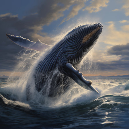 Humpback whale, 3D render of a whale in the oceanの素材