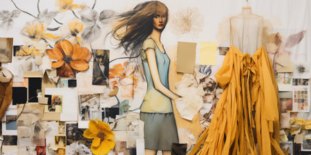 Blurred image of a fashion designer in her studio. Blurred backgroundの素材