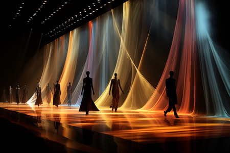 Fashion model wearing clothes designed by Robert Sever on the Bipa Fashion.hr fashion show in Milan, Italy.の素材