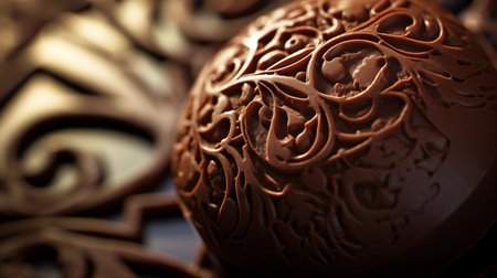 Close up of chocolate easter eggs. Shallow depth of field.の素材