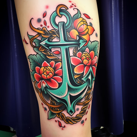 Tattoo art on the body of a woman in a studioの素材