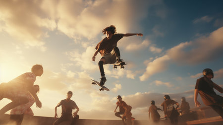 Skateboarder Skateboarder Extreme Sport Activity Leisure Conceptの素材