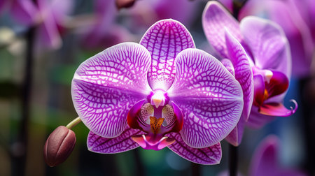 Beautiful purple orchid flower, phalaenopsis, close upの素材