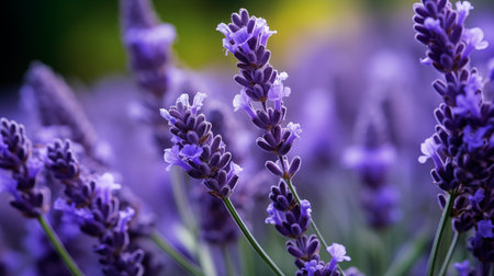 Lavender flowers blooming in the field, close-upの素材