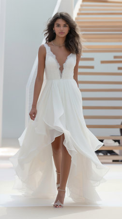 A model walks the runway at the Ines Di Santo Bridal Spring/Summer 2016 Runway Show at Industry Studios in NYCの素材