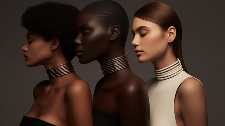 3d rendering of three African American women with jewelry.の素材