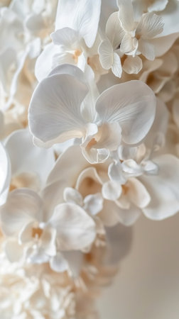 White orchids bouquet close-up. Floral backgroundの素材