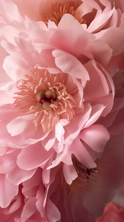 Beautiful peony flowers close-up. Natural floral background.の素材