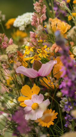 Colorful bouquet of wildflowers in a summer meadowの素材