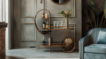 Vintage coffee machine in interior of living room. Luxury designの素材