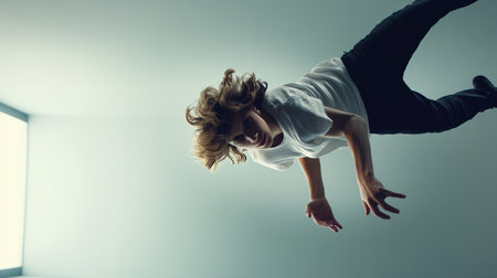 modern style dancer posing on studio background,dancer in action conceptの素材