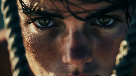 Close-up portrait of a young man with dreadlocks in the cityの素材