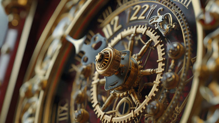 Closeup of clock face in Prague castle, Czech Republic. Time concept.の素材