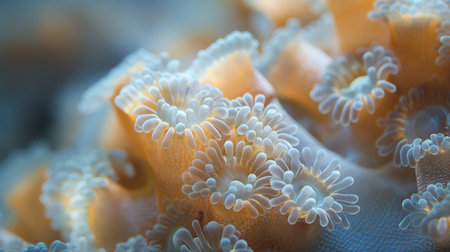 Close-up of soft coral in blue sea water, Thailand.の素材