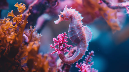 Beautiful seahorse in the aquarium. Underwater world.の素材