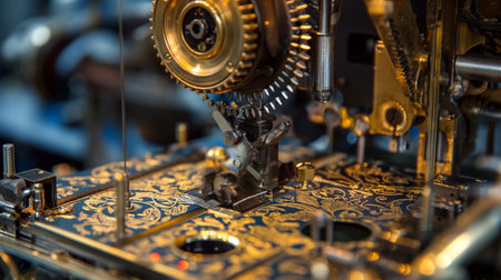 Detail of the mechanism of an old clockwork. Close-up.の素材